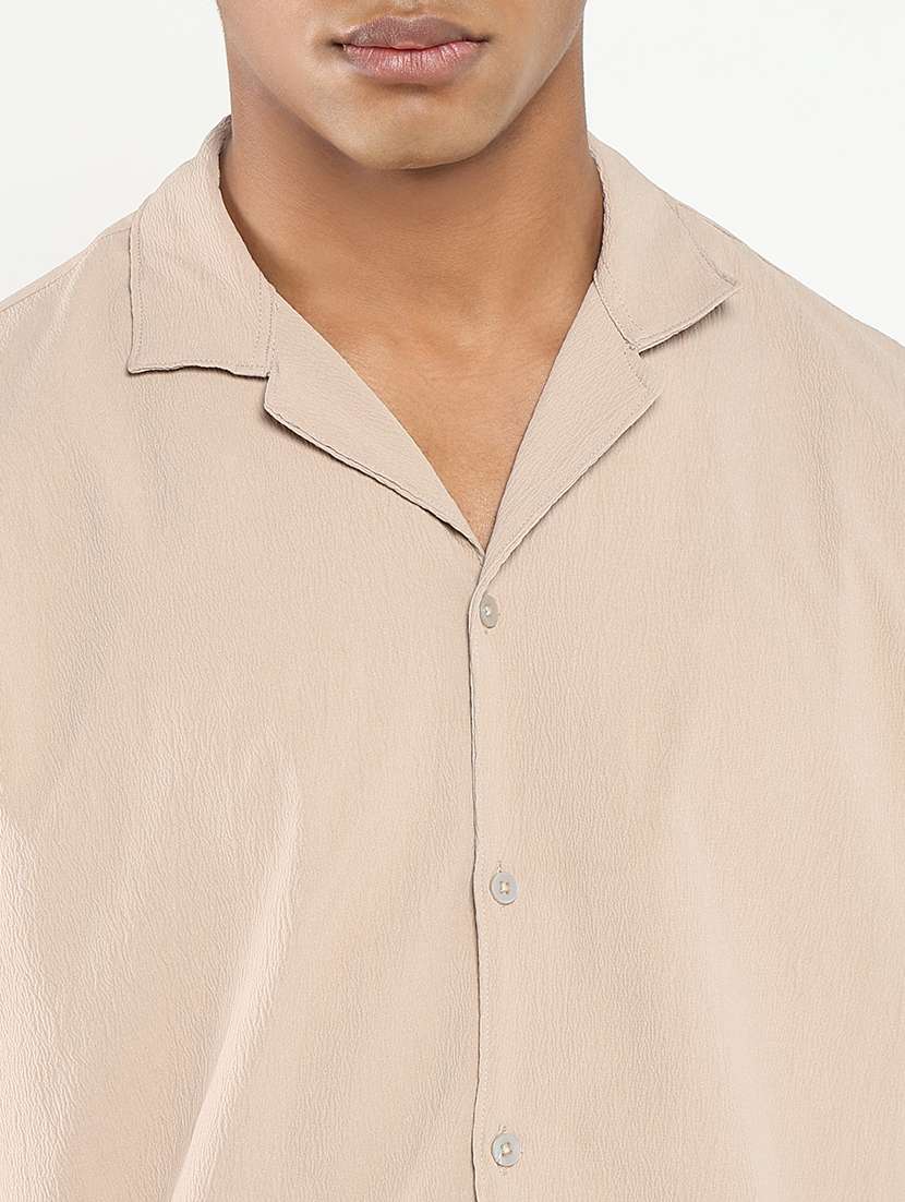men solid shirt and short co-ord set - 21550166 - Standard Image - 5
