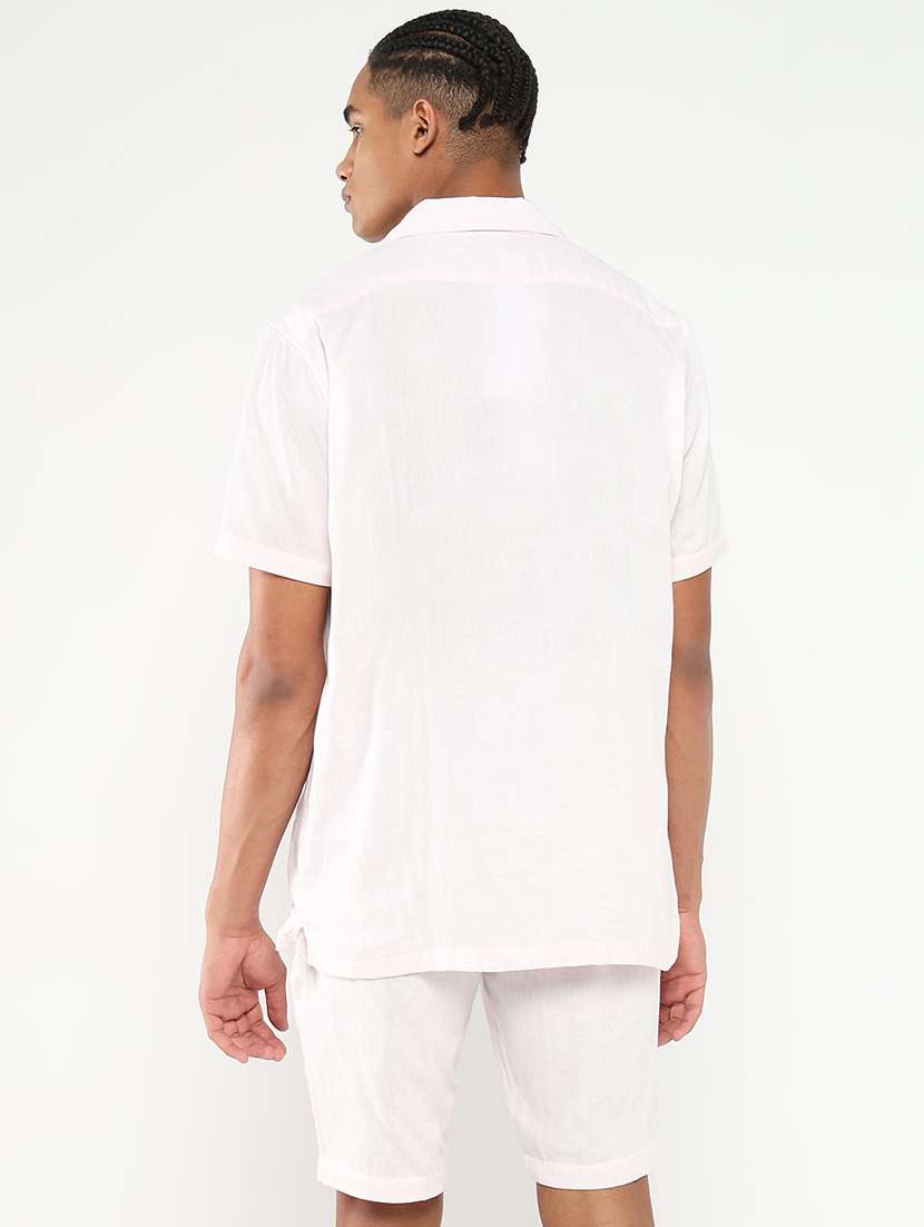 men solid shirt and short co-ord set - 21550178 - Standard Image - 3