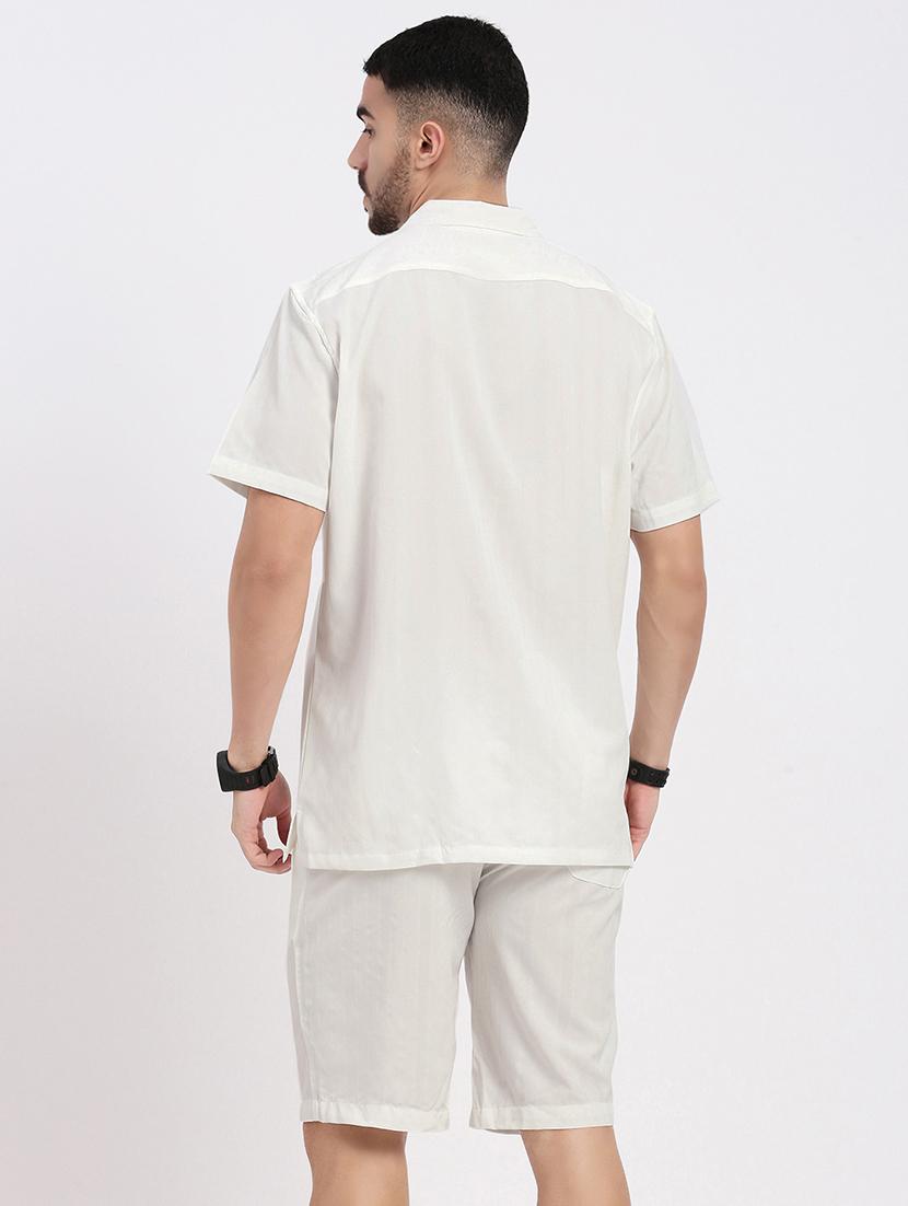 men solid shirt & shorts co-ord set - 21550188 - Standard Image - 3