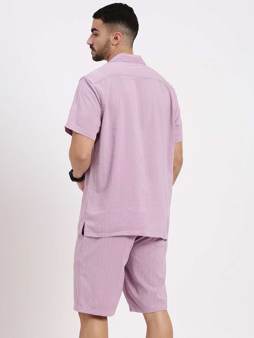 men solid shirt & shorts co-ord set - 21550189 -  Standard Image - 3