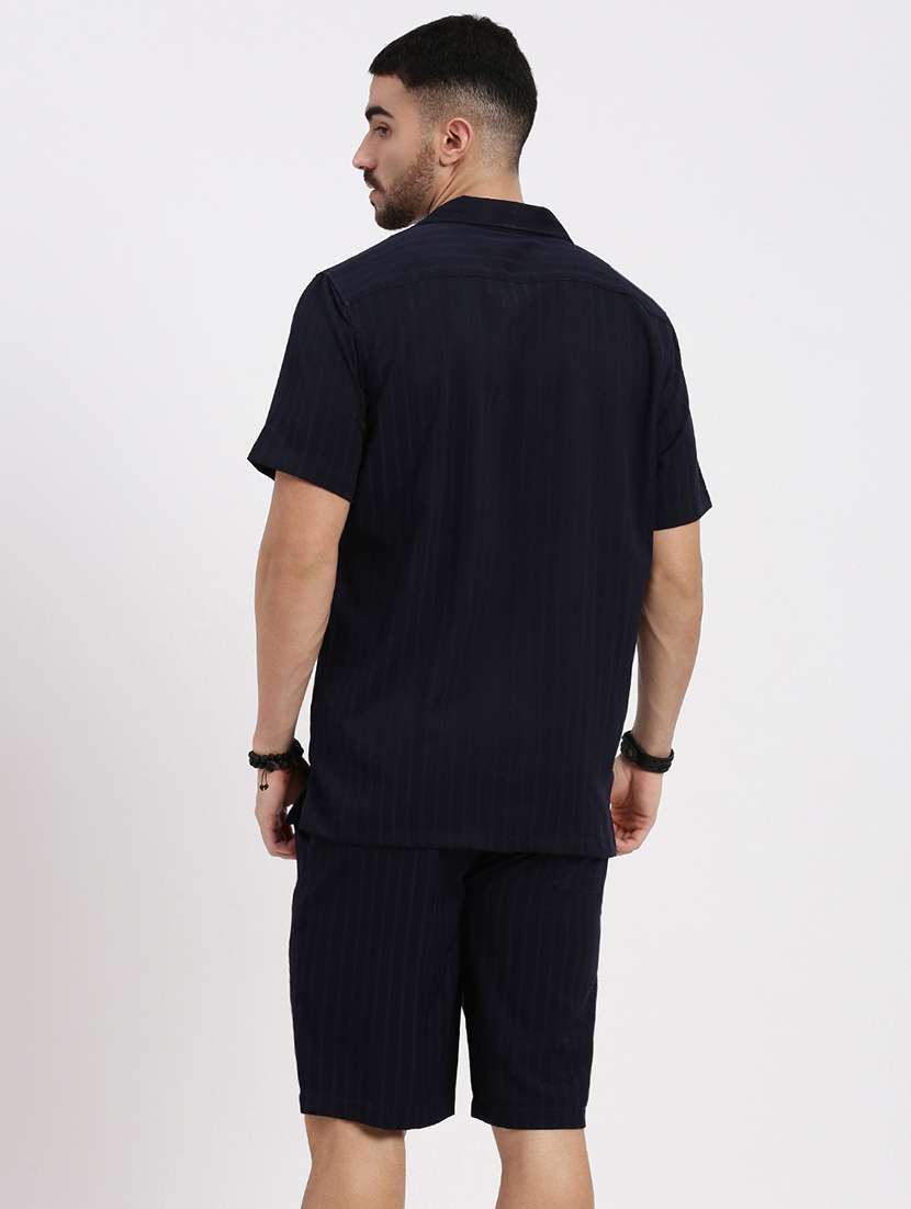 men solid shirt & shorts co-ord set - 21550190 -  Standard Image - 3