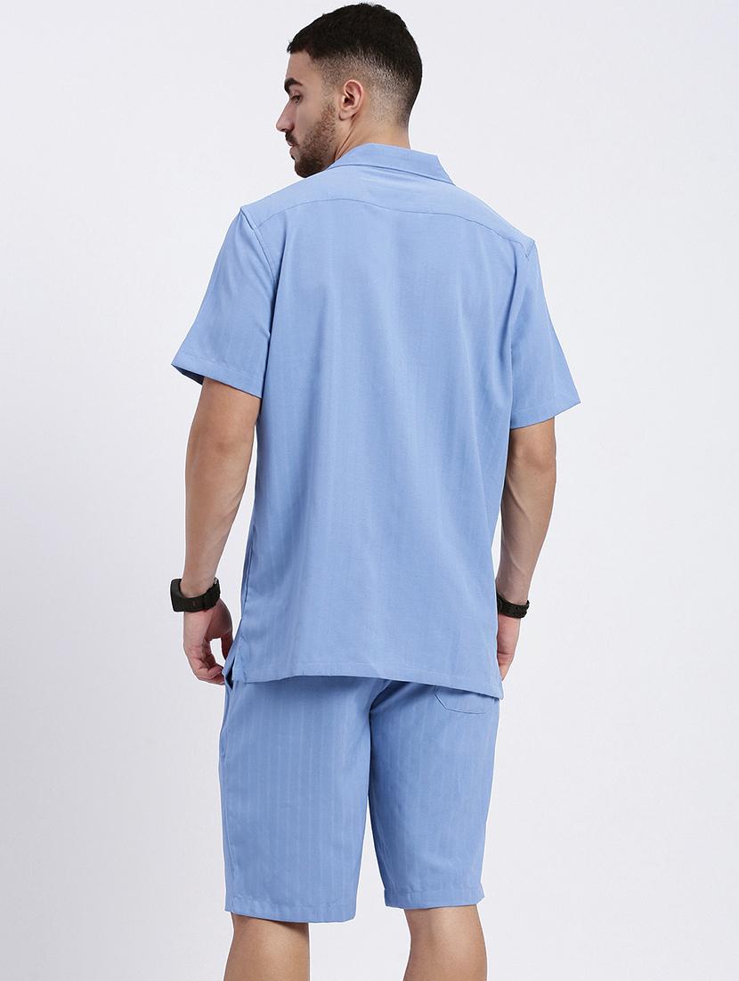 men solid shirt & shorts co-ord set - 21550192 - Standard Image - 3