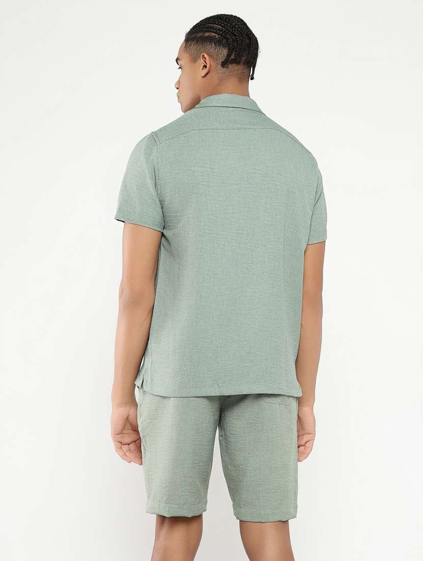 men solid shirt & shorts co-ord set - 21550200 -  Standard Image - 3