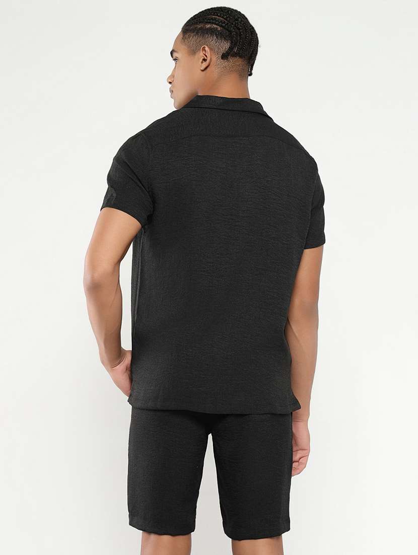 men solid shirt & shorts co-ord set - 21550201 -  Standard Image - 3