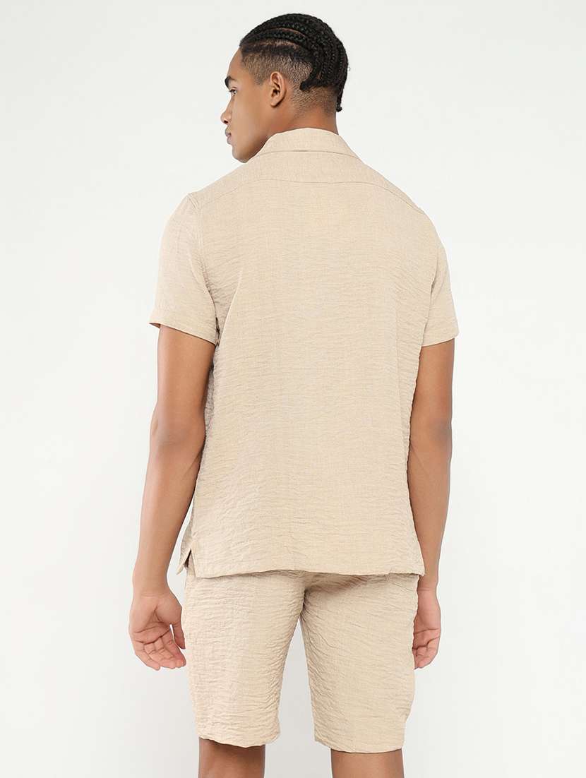 men solid shirt & shorts co-ord set - 21550203 -  Standard Image - 3