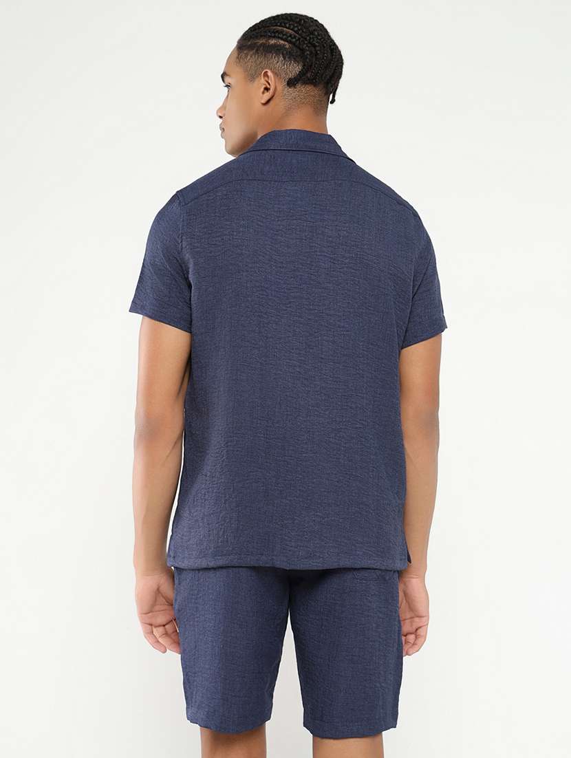 men solid shirt & shorts co-ord set - 21550205 -  Standard Image - 3