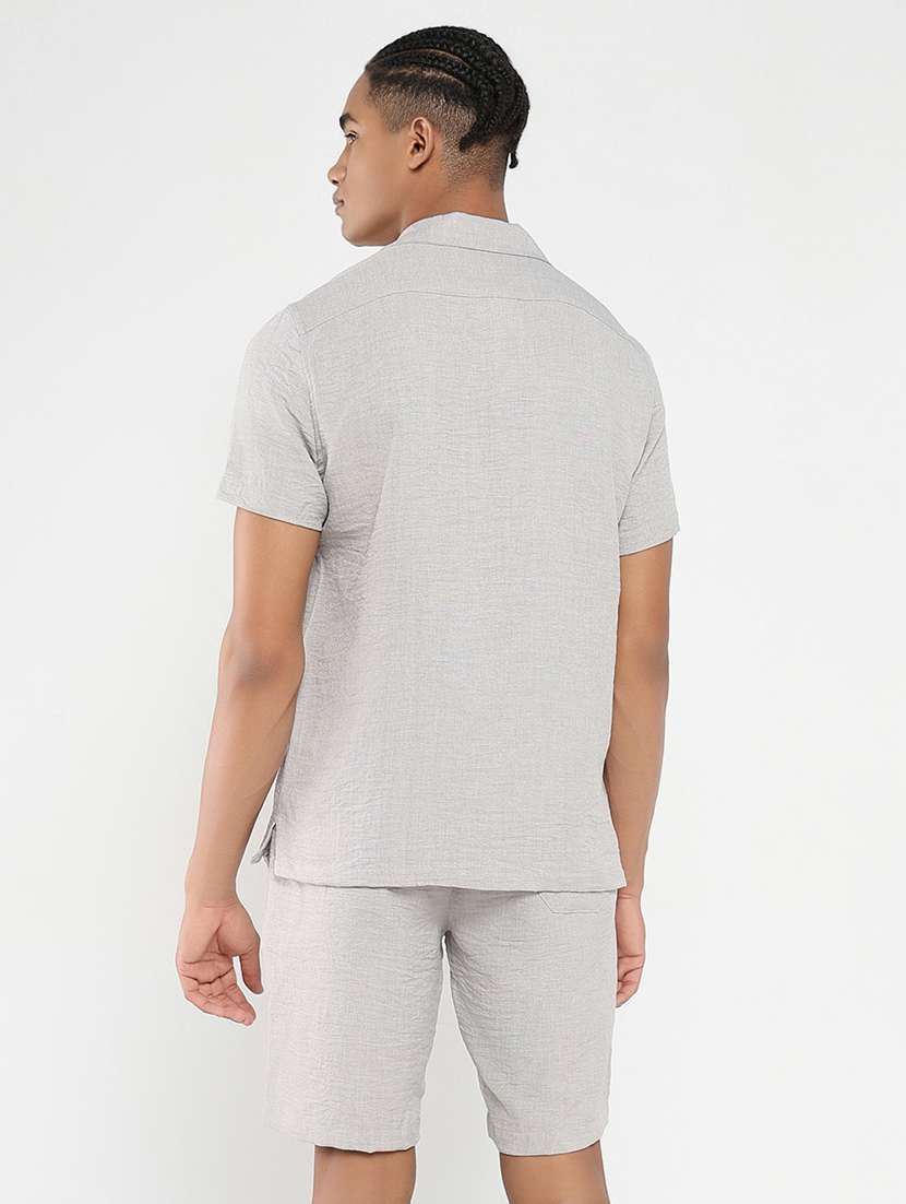 men solid shirt & shorts co-ord set - 21550209 -  Standard Image - 3