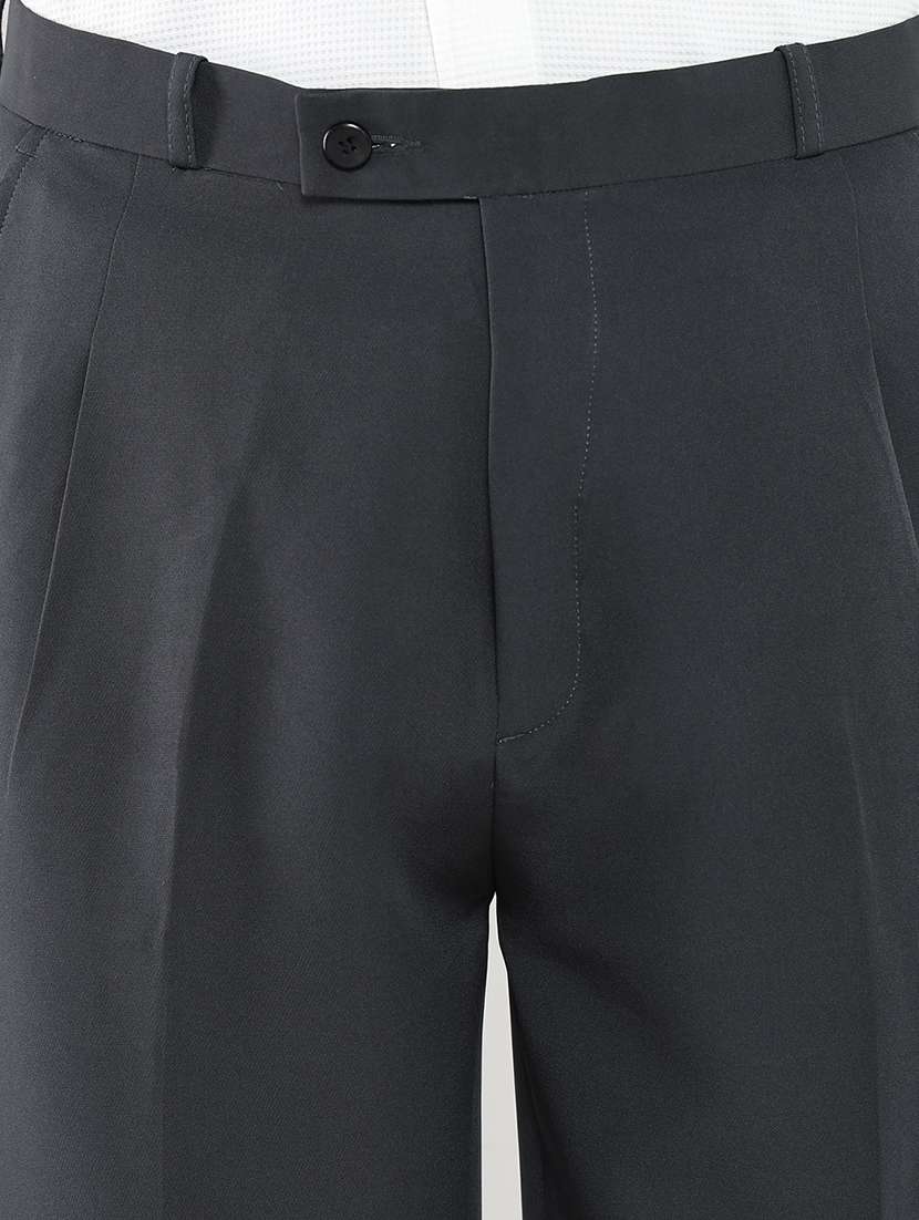 men mid rise solid pleated formal trouser - 21550215 -  Standard Image - 5