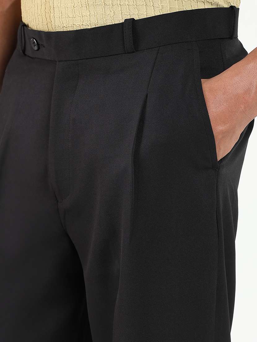 men mid rise solid pleated formal trouser - 21550217 -  Standard Image - 5