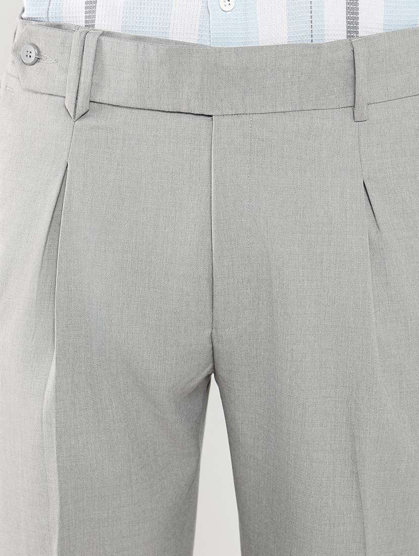 men mid rise solid pleated formal trouser - 21550220 -  Standard Image - 5