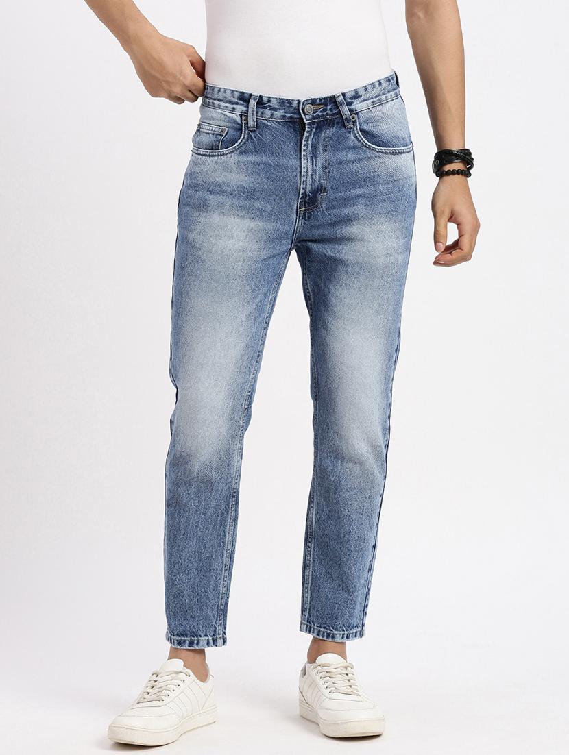men low rise plain denim jeans
