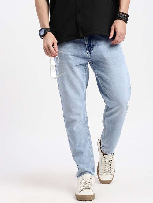 men low rise plain denim jeans - 21550229 - Standard Image - 0
