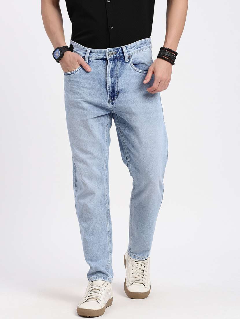 men low rise plain denim jeans - 21550229 - Standard Image - 3