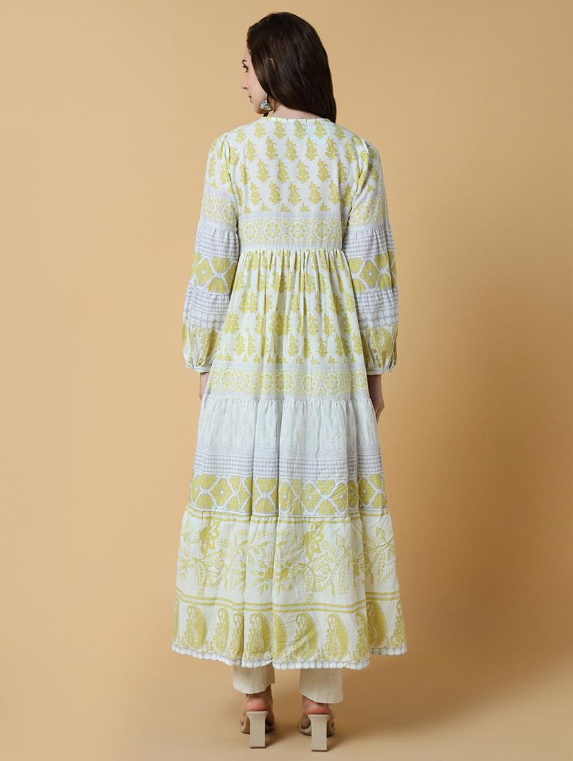 women printed v-neck tiered kurta - 21550238 - Standard Image - 3