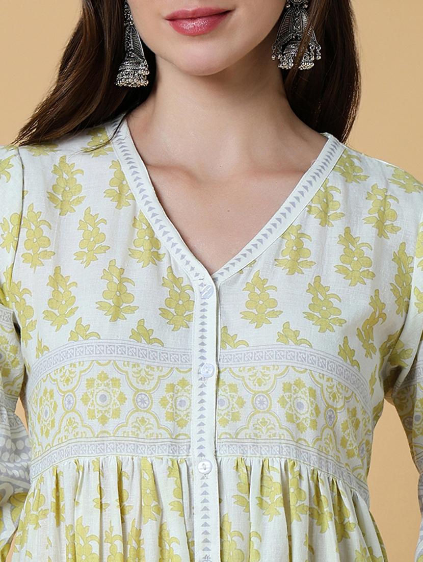 women printed v-neck tiered kurta - 21550238 - Standard Image - 5