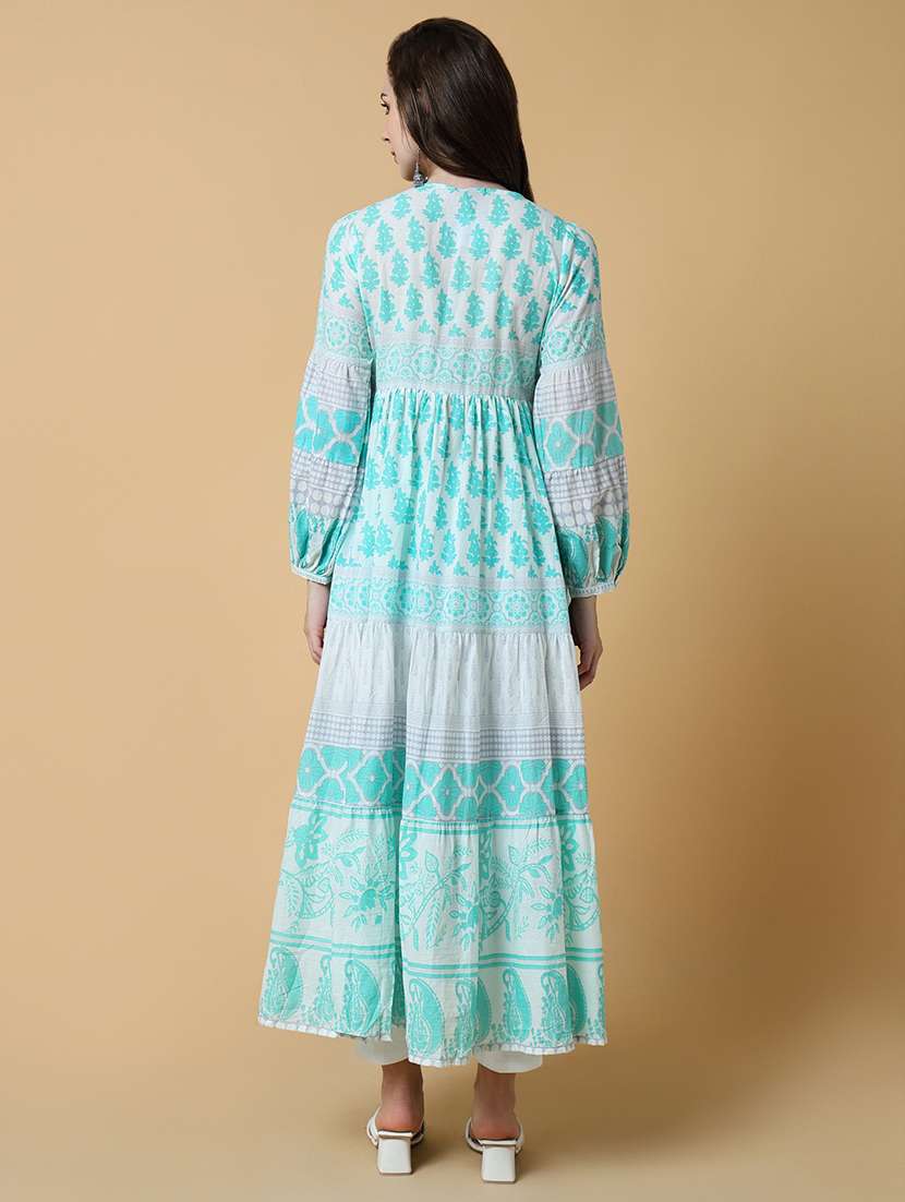 women printed v-neck tiered kurta - 21550239 - Standard Image - 3