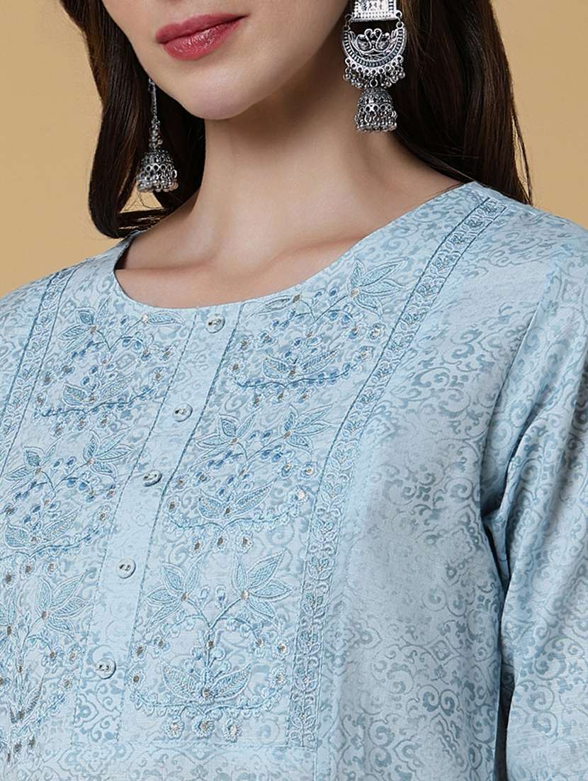 women printed three quarter sleeve straight kurta - 21550240 -  Standard Image - 5