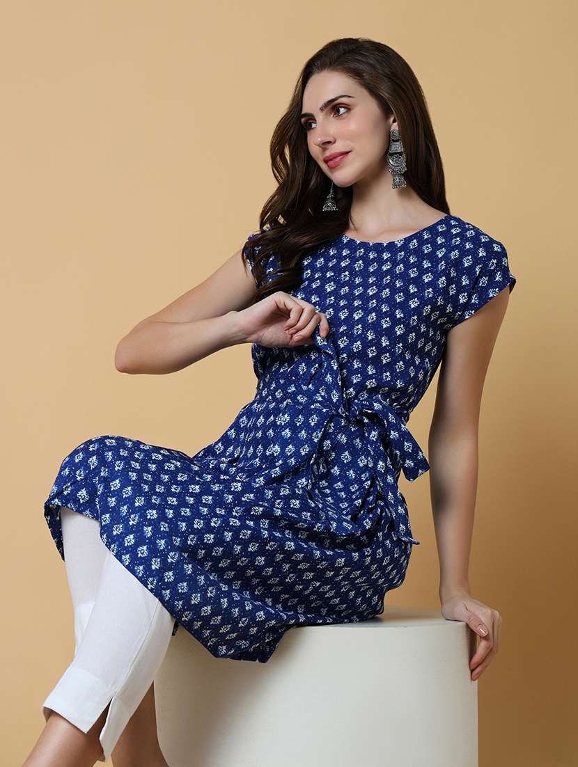 women printed round neck a-line kurta - 21550242 - Standard Image - 5
