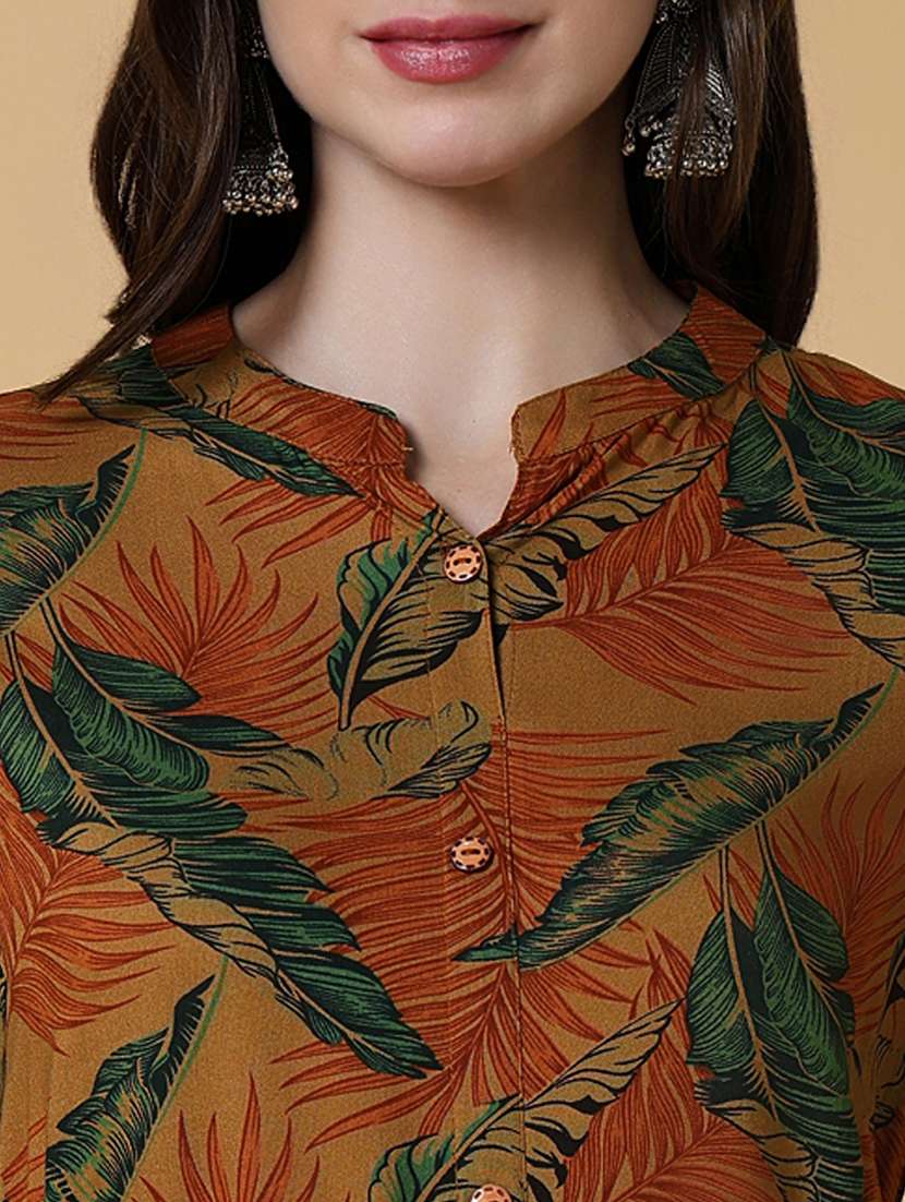 women printed mandarin neck a-line kurta  - 21550245 -  Standard Image - 5