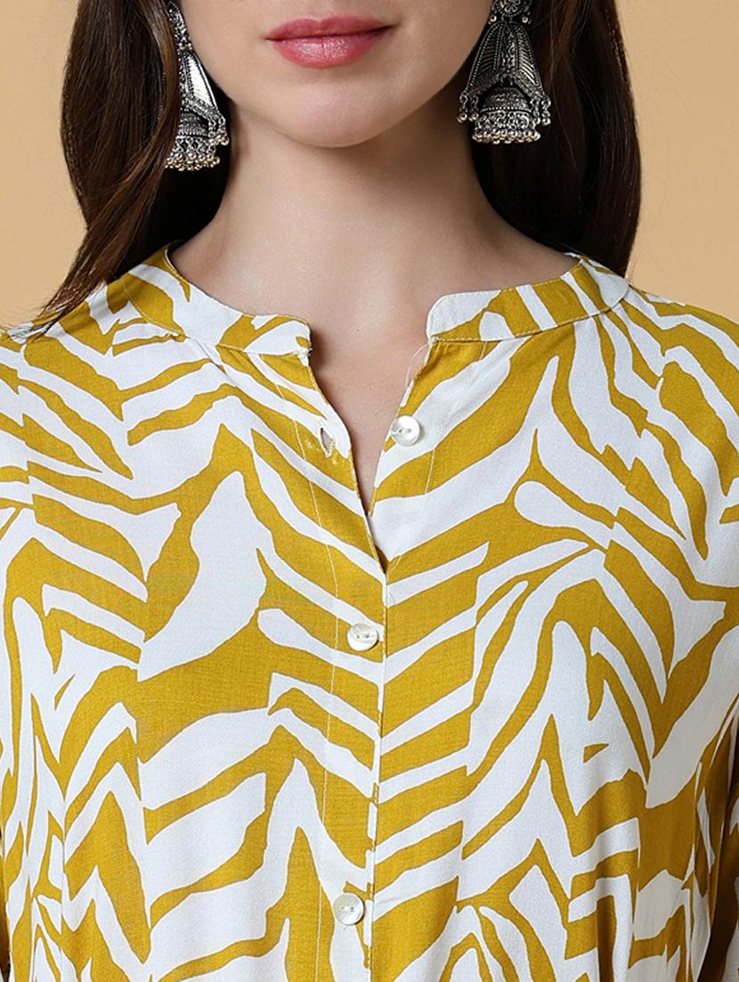 women printed mandarin neck a-line kurta - 21550246 - Standard Image - 5
