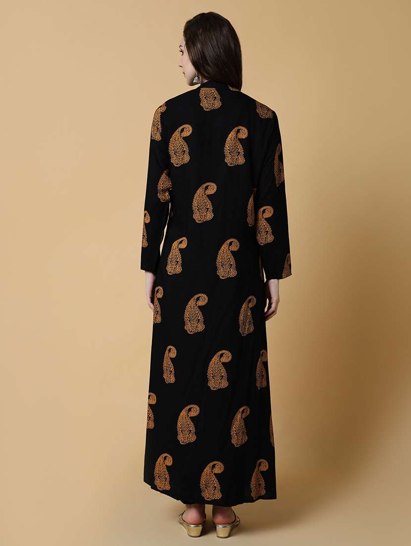 women round neck a-line kurta with printed jacket  - 21550253 -  Standard Image - 3