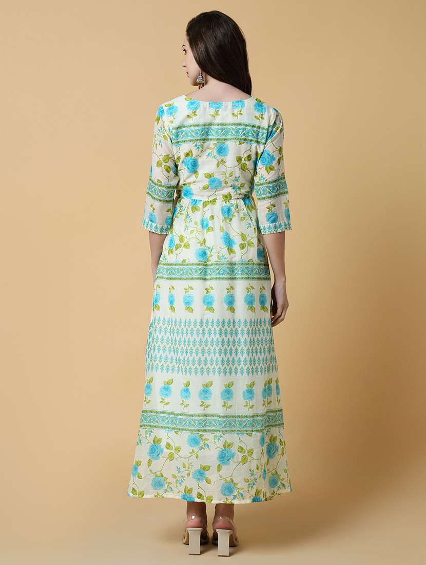 women printed three quater sleeve a-line kurta - 21550255 -  Standard Image - 3