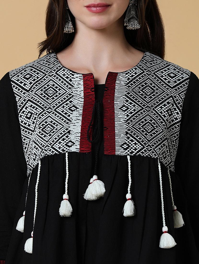 women solid a-line kurta with short printed jacket - 21550261 - Standard Image - 5
