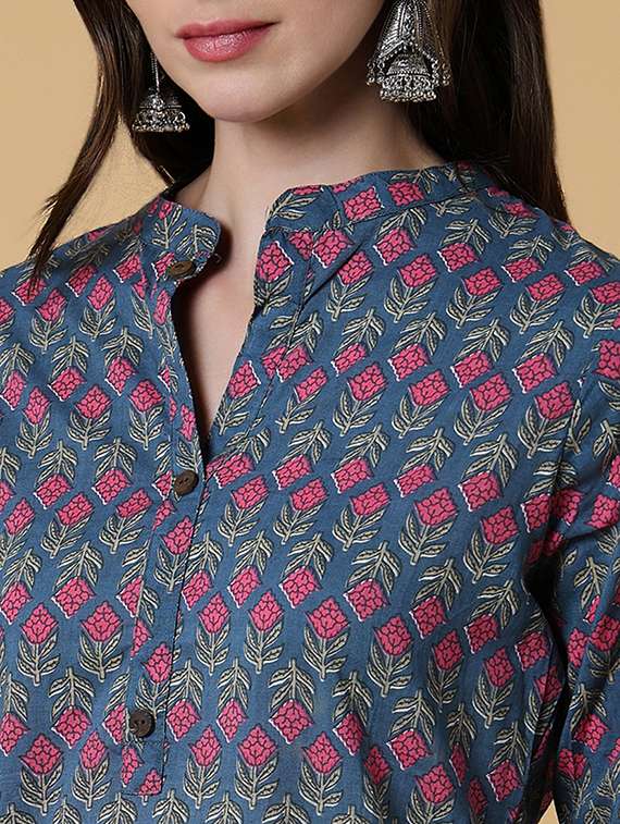women printed three quater sleeve straight kurta - 21550263 - Standard Image - 5