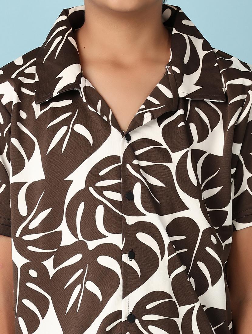 boys brown printed shorts set - 21550274 - Standard Image - 5