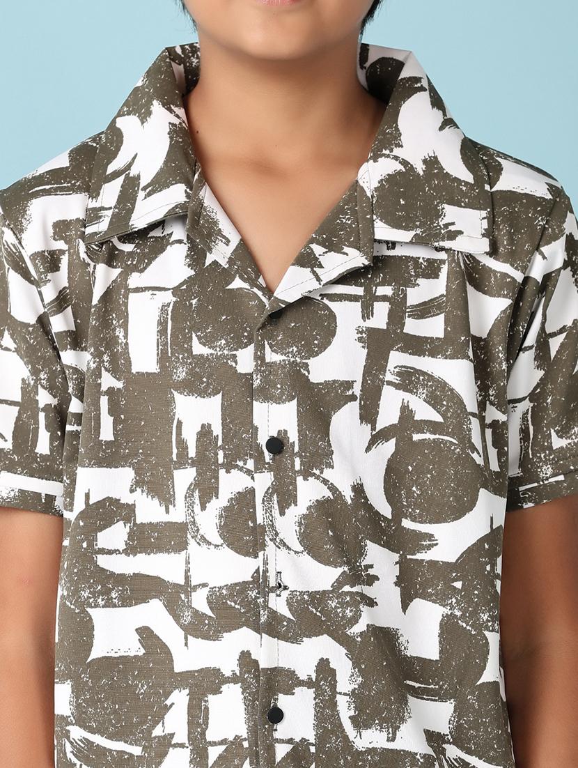 boys olive printed shorts set - 21550275 - Standard Image - 5