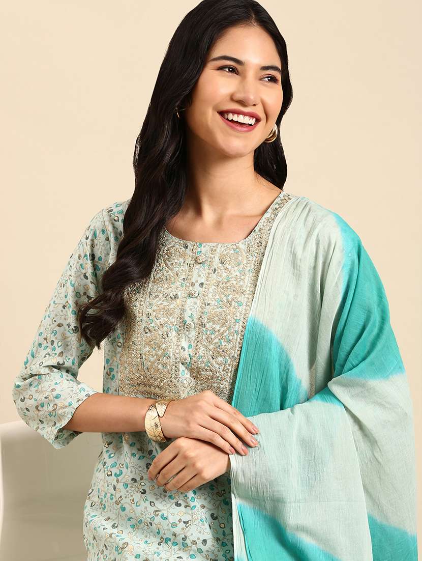 women three quarter sleeve kurta pant with dupatta set - 21550375 -  Standard Image - 3