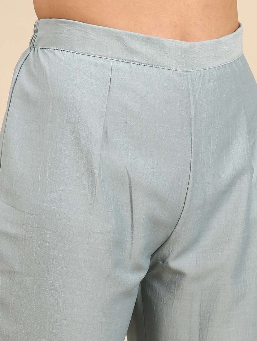 women embroidered mandarin neck kurta pant set - 21550379 -  Standard Image - 5