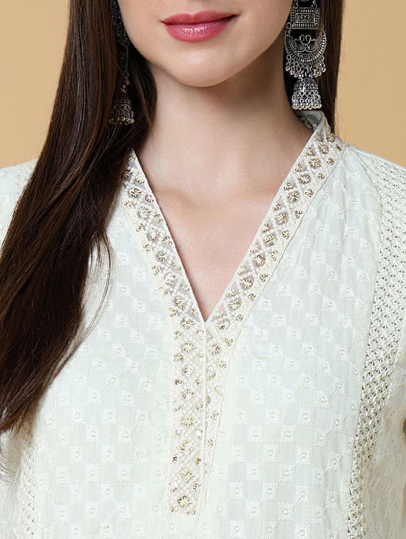 women three quarter sleeve kurta pant with dupatta set - 21550402 -  Standard Image - 5