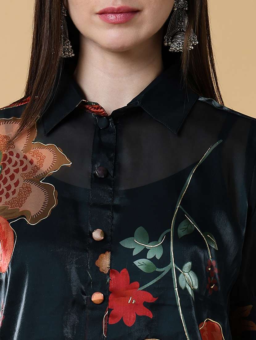 women green floral printed dhoti kurta set with slip inner  - 21550408 -  Standard Image - 5