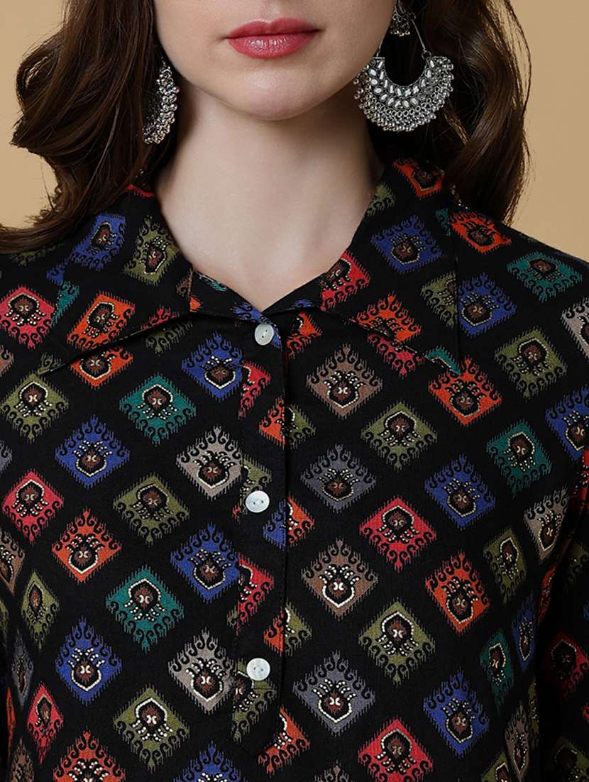 women black geometric printed kurta pant set - 21550420 -  Standard Image - 5