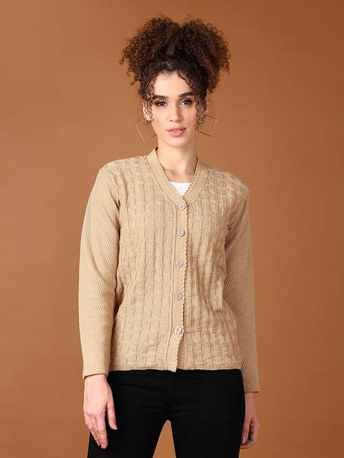 women self design long sleeve cardigan - 21550491 -  Standard Image - 0