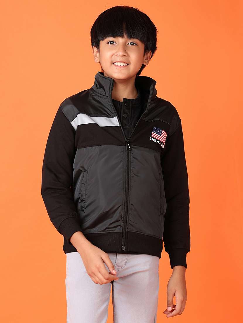 boys color block long sleeve regular jacket