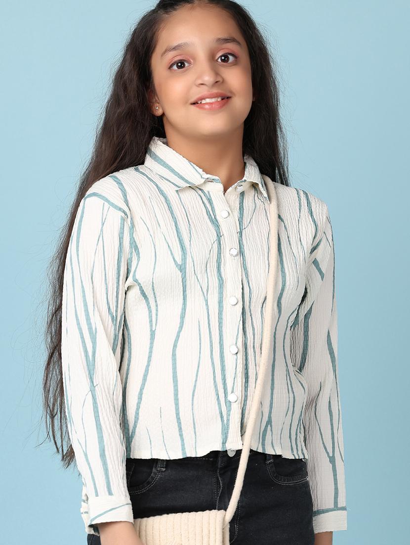 girls white printed long sleeve shirts top - 21550509 - Standard Image - 3