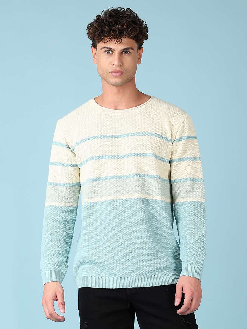 men long sleeves color block pullover