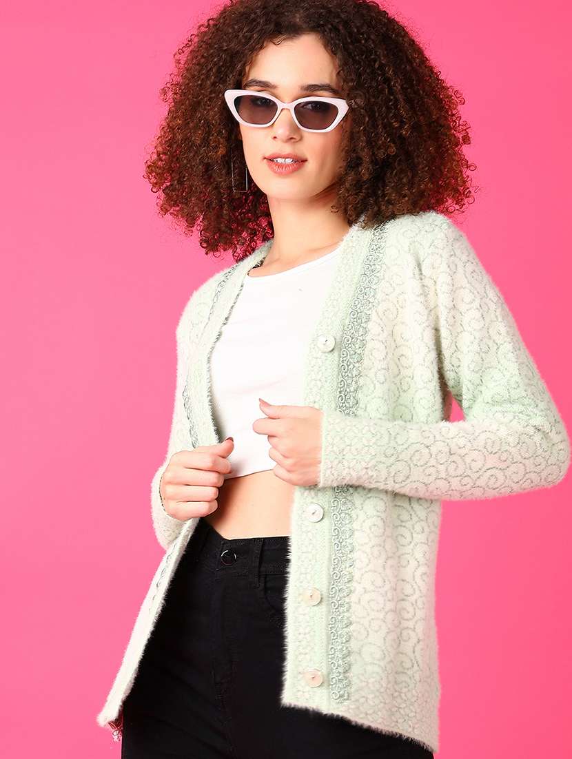 women self designed long sleeve cardigan - 21550526 -  Standard Image - 3