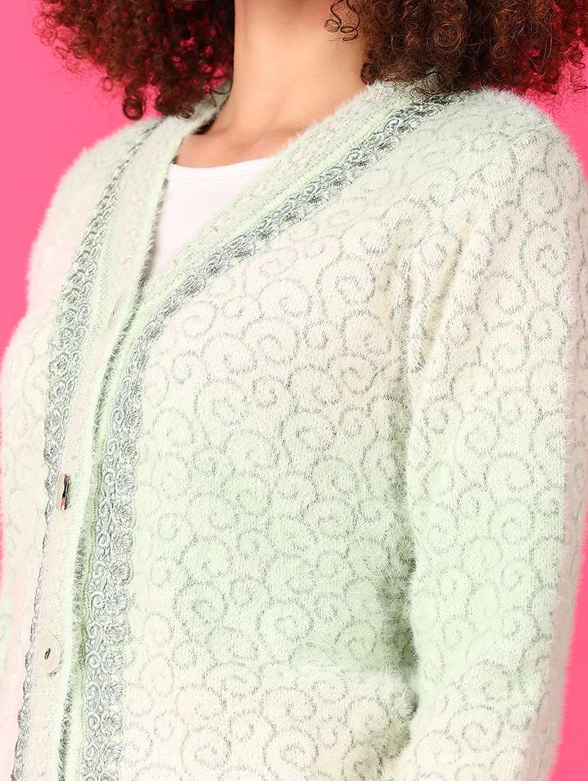 women self designed long sleeve cardigan - 21550526 -  Standard Image - 5