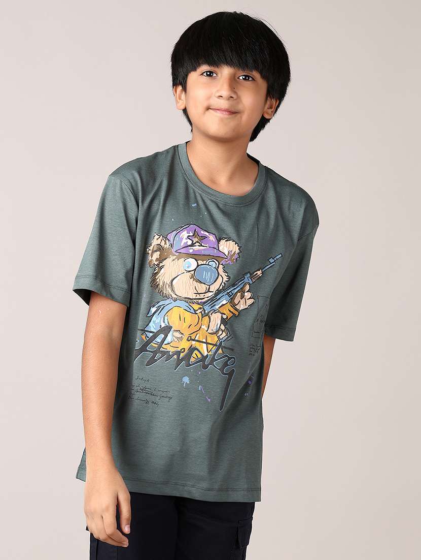 boys front print short sleeve t-shirt