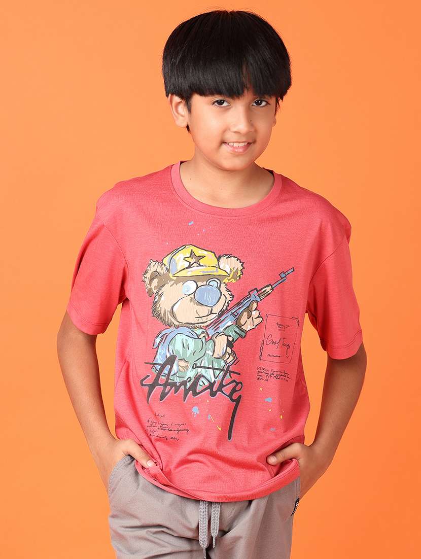 boys short sleeves front & back print t-shirt