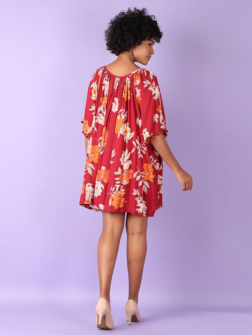 women red floral printed a-line dress - 21550545 - Standard Image - 3