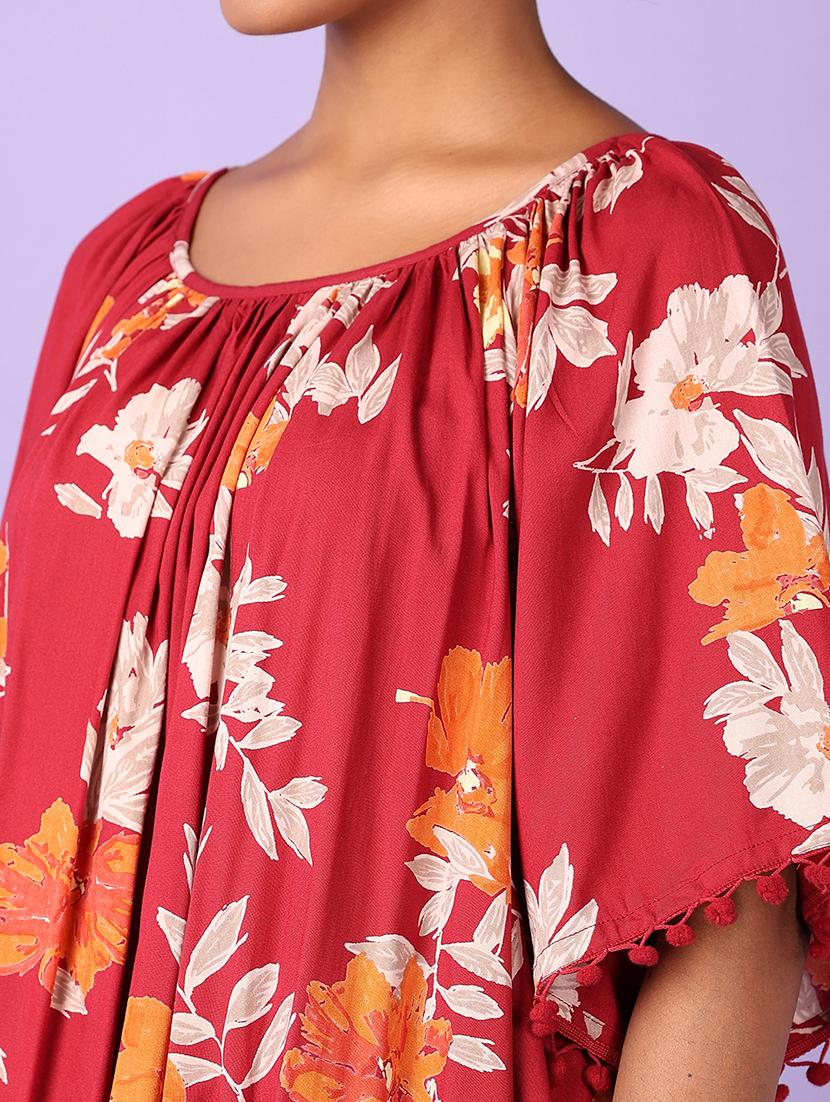 women red floral printed a-line dress - 21550545 - Standard Image - 5