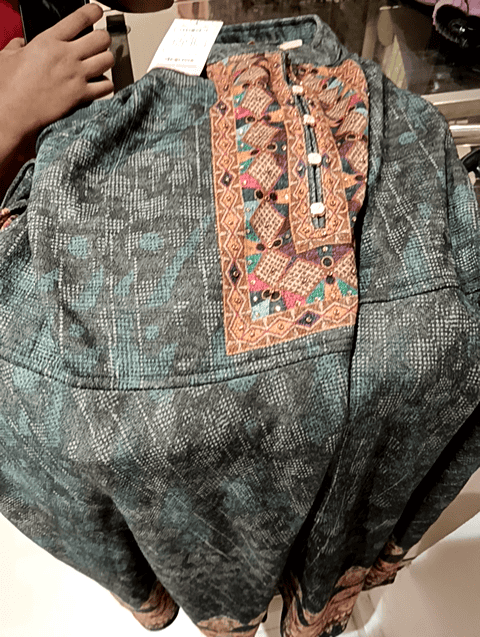 light blue knitted woolen kurti - 21550552 -  Standard Image - 0