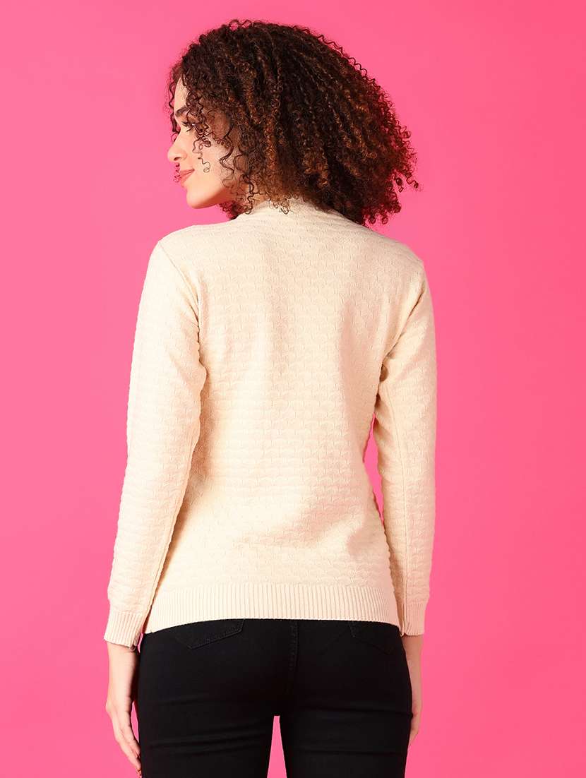 women beige long sleeve pullover sweater - 21550558 -  Standard Image - 3