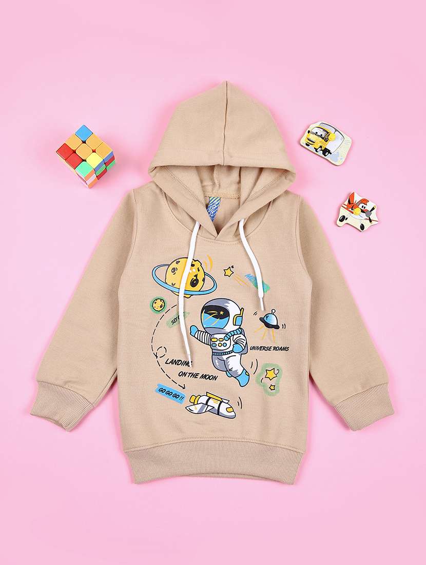 boys front print hooded sweatshirt