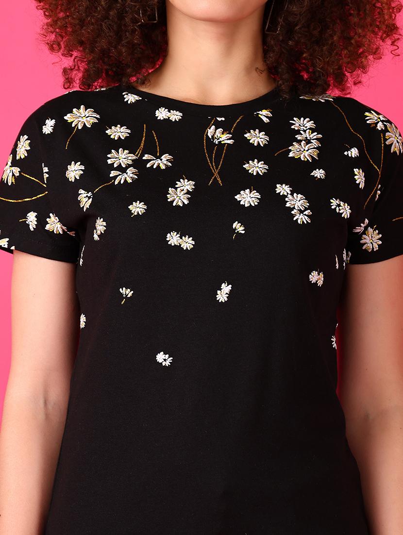 women round neck front print t-shirt - 21550597 - Standard Image - 5
