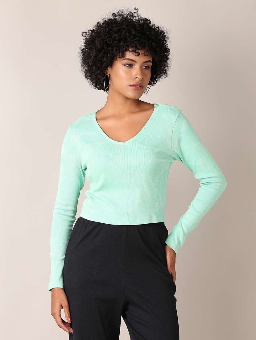 women solid long sleeves regular top